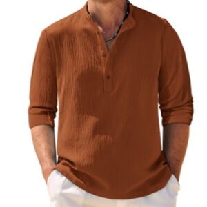 Coofandy Casual Button Down Henley Shirt lightweight Sz XL Men